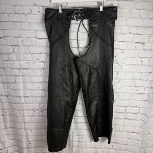 Vintage Harley Davidson Black Leather Chaps Men's Size Large